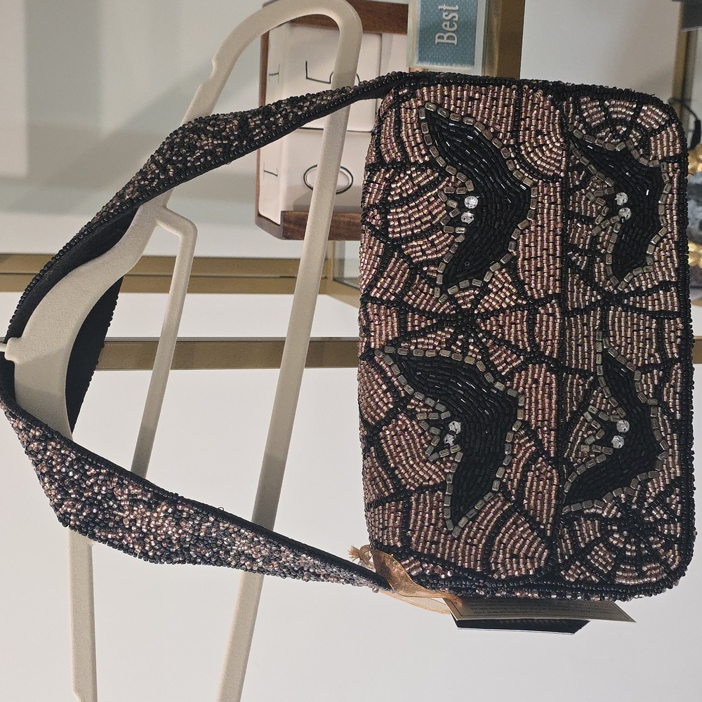 Viral Beaded Black Bat Women's Bag